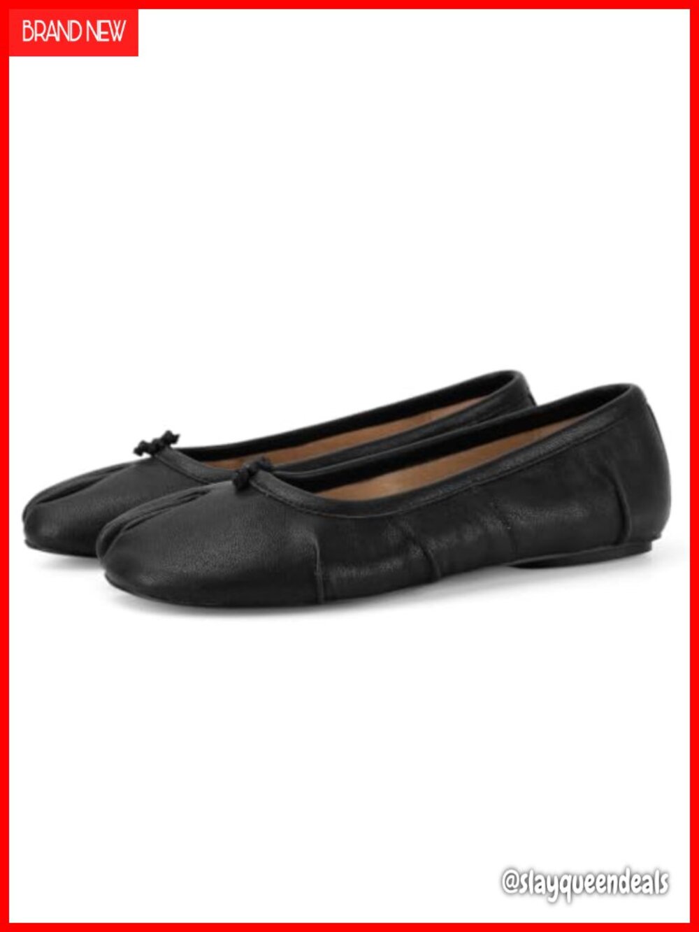 Women's Split Toe Ballet Flats Faux Leather Lightweight Japanese Dressy Casual